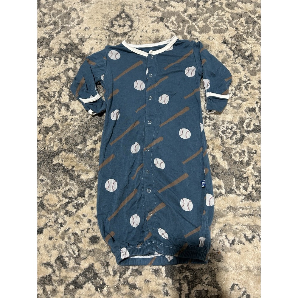Kickee Pants Bamboo Baseball Convertible Gown/outfit Size 3-6 Months